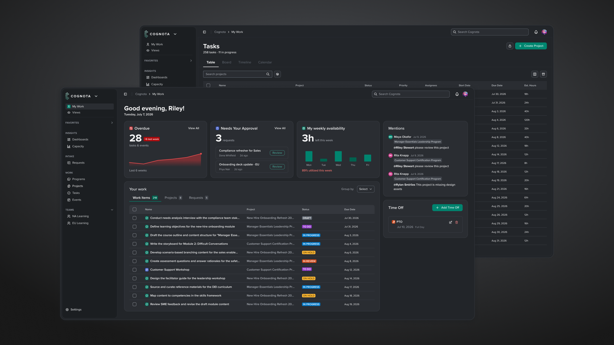 Redesigned NextGen interface in dark mode.