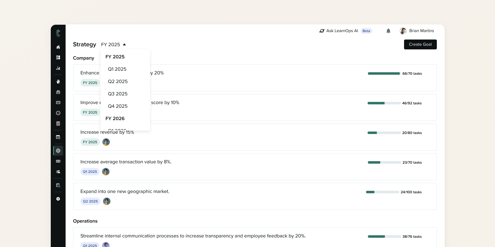 Time frame filtering added to the goals section as a post-MVP enhancement.